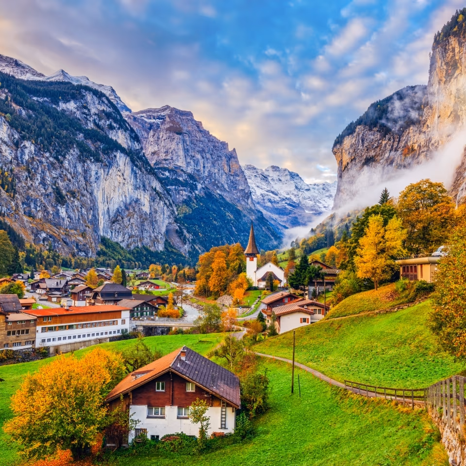 Alpine mountains and lake in Switzerland